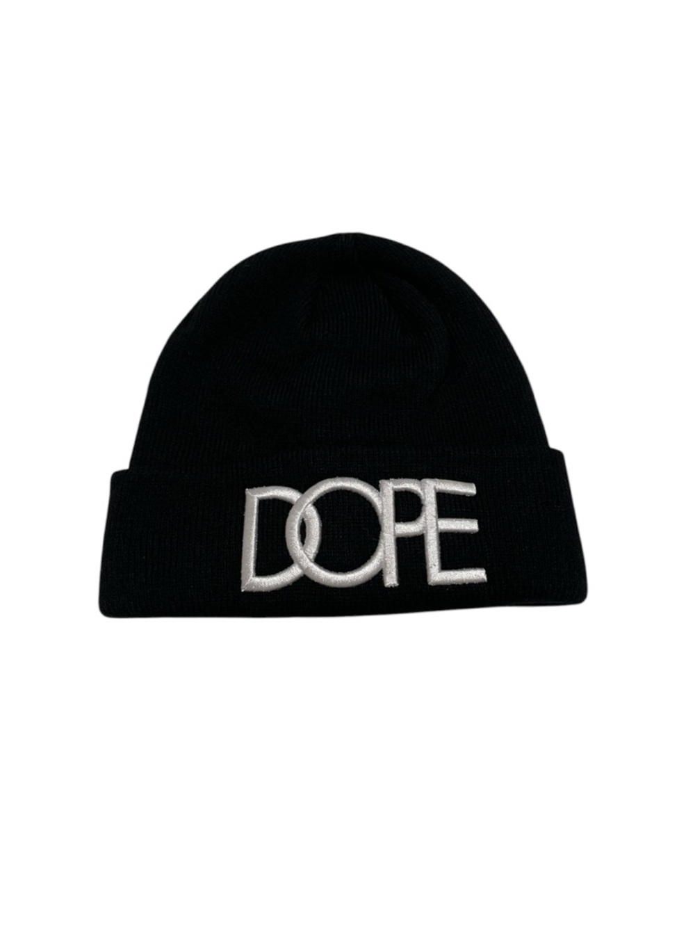 DOPE Black Knit Beanie with White Logo Tag
